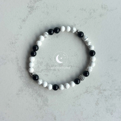 ZODISTONE Yin-Yang Balance Armband (Howlith & Obsidian)