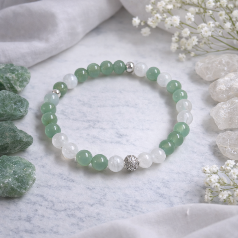 Aventurin & Mondstein Armband | Spirituelles Geschenk & Glücksbringer| ZodiStone